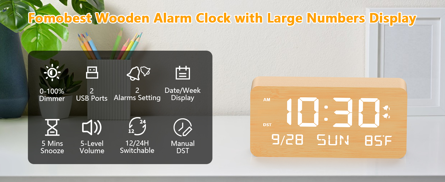wooden digital clock