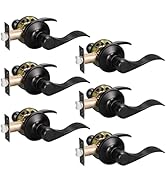 KNOBWELL 6 Pack Black Passage Door Levers Door Handle Sets Hallway Closet Door Lever Handle Witho...