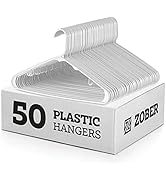 White Standard Plastic Hangers (50 Pack) Durable Tubular Shirt Hanger Ideal for Laundry &amp; Everyda...