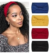Kachanaa 4 Pack Wide Headbands for Women Non Slip Elastic Boho Bandeau Hair Bands Yoga Workout Ru...