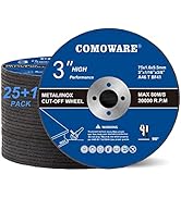 COMOWARE 25+1 Pack 3" Cut Off Wheel, Cut Off Wheels 3 x 1/16 x 3/8 Inch Ultra Thin, Metal and Sta...