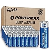 Powermax 48-Count AA Batteries, Ultra Long Lasting Alkaline Battery, 10-Year Shelf Life, Reclosab...