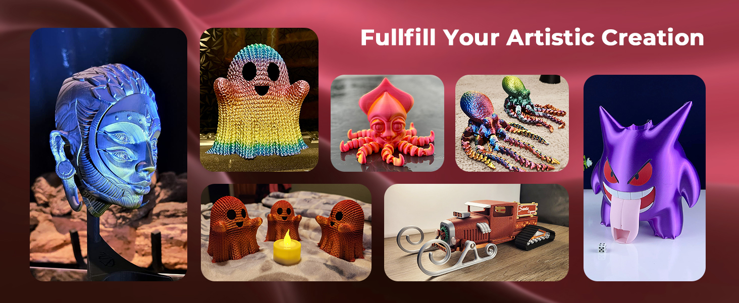 AMOLEN Silk PLA 3D Printer Filament, Dual Color PLA 1.75mm Shiny Color Change Filament