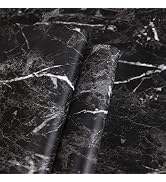 Black Marble Paper Granite Wallpaper 11.8" X 78.7" Countertop Peel and Stick Self Adhesive Thicke...