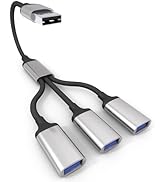 USB Splitter Cable 1 IN 3 OUT 1FT, USB Male to 3 Female Extension Cord, Multi USBA Port Data+Char...