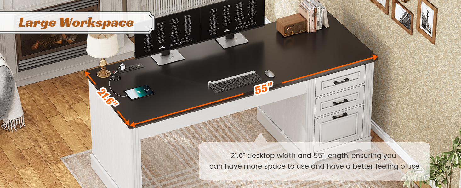 compuer desk with drawers