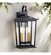 CALOKES Large Outdoor Porch Light Fixture, 16.7" Dusk to Dawn Lantern Wall Sconce, Brushed Gold 2...