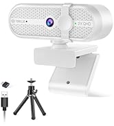 TOALLIN 2K Webcam for Streaming, 5 Million Pixels, Built-in Mic, FOV 90° Webcam with Tripod and P...