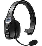 Bluetooth Headset for Truck Drivers, Single Ear Wireless Headphones with Mic Noise Cancelling, Mu...