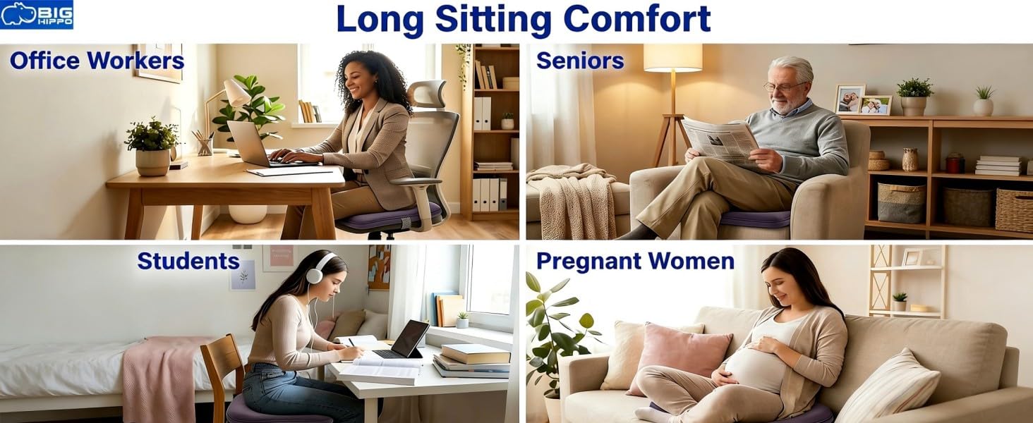 dining chair cushion, office chair, extra thick, washable cover, pressure relief