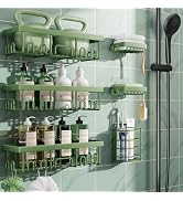 Veken Rustproof &amp; Waterproof Shower Caddy 6-Pack, No Drilling Adhesive Shelves Rack with Soap Hol...