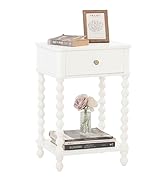 AWASEN White Nightstand, Small Side Table with Drawer for Living Room, Farmhouse End Bedside Tabl...