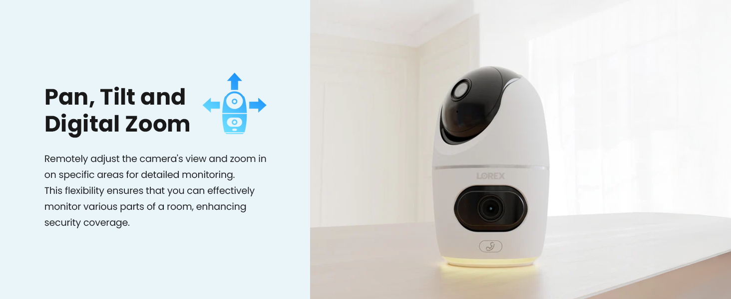 Lorex 2K Dual Lens Indoor Pan-Tilt Wi-Fi Security Camera