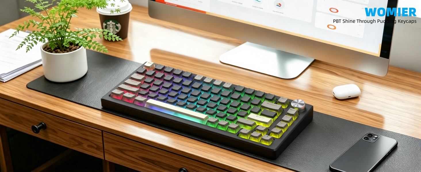 Pudding Keycaps, PBT Shine Through Keycaps 143 Keys Set Custom Key caps