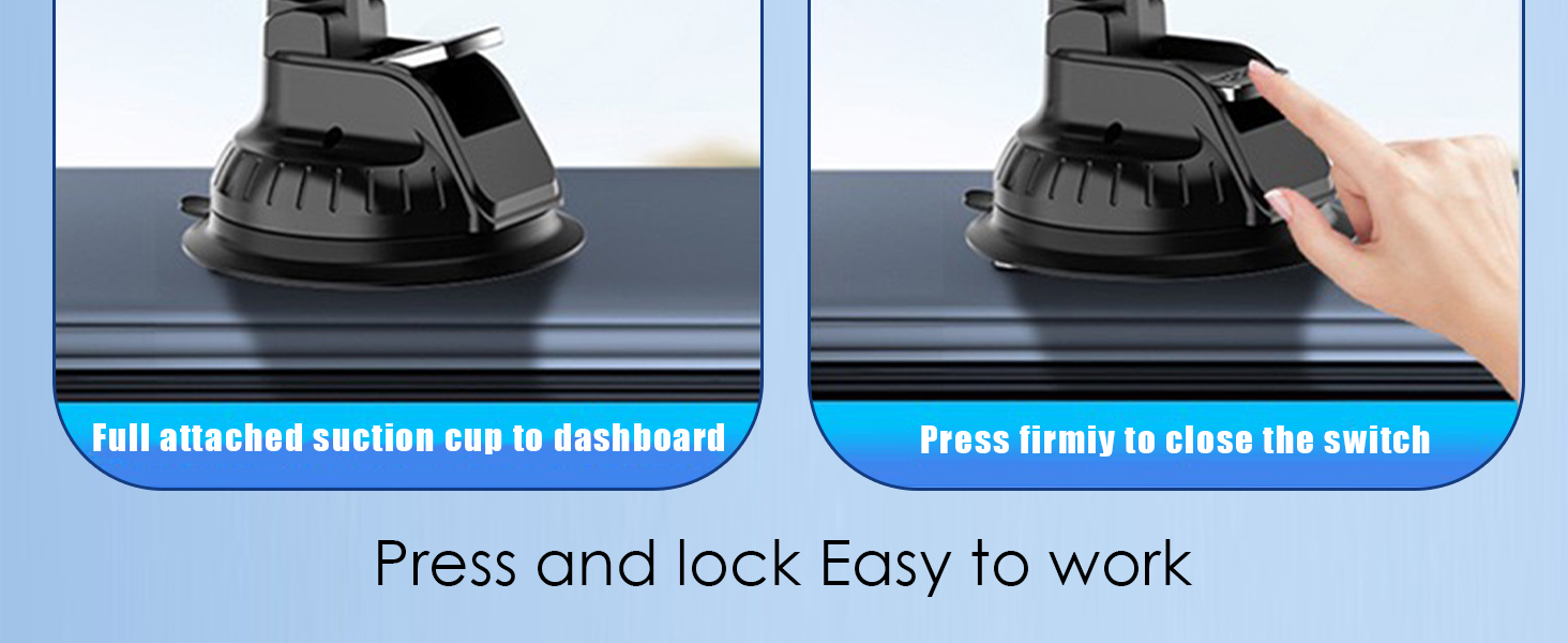 5 in 1 Car Phone Holder, Dashboard Windshield Phone Mount with Strong Suction Cup &amp;amp; Large Clamp