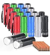 20 Pack of Flashlights 9 LED Mini Aluminum Flashlight Bulk with Lanyard 60 AAA Batteries Included...