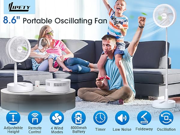 Foldable Oscillating Standing Fan
