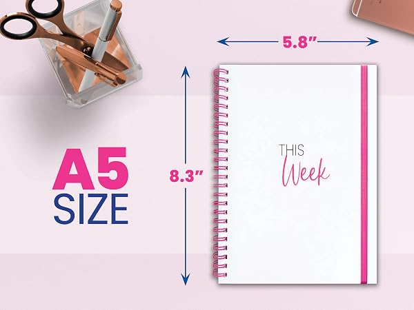 An easy to carry A5 planner with no bleed-through 100gsm premium paper &amp; sturdy 700gsm covers.