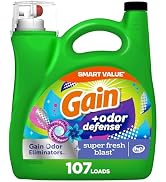 Gain + Odor Defense Liquid Laundry Detergent Super Fresh Blast Scent, HE Compatible, 107 Loads 15...