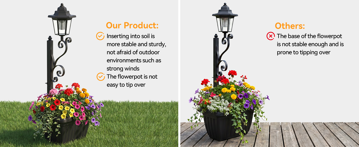 solar floor lamp with planter