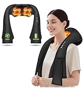 Cordless Shiatsu Neck and Shoulder Massager, Back Massager with Heat,Massage Deeper Tissue 4D Kne...