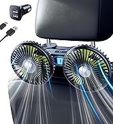 xuenair Car Fan for Backseat Kids Adjustable Rechargeable, Dual Head Battery Powered Fan for Car