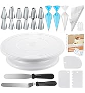 Kootek 71PCs Cake Decorating Supplies Kit with Cake Turntable, 12 Numbered Icing Piping Tips, 2 S...