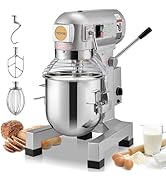 VEVOR Commercial Food Mixer 10Qt, Commercial Mixer with 3 Adjustable Speeds, 550W Dough Mixer,Com...