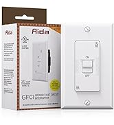 AIDA 20 Amp 120V Blank Face GFCI Weather Resistant Self Test LED Indicator Indoor Outdoor Faceles...