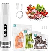 Odilona Compact Vacuum Sealer for Food, Cordless Handheld Vacuum Sealer Machine with 15 Reusable ...