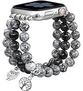 Newlibery Natural Stone Bracelet Beaded-Bands Women Compatible with Apple Watch 38mm 40mm 41mm 42...