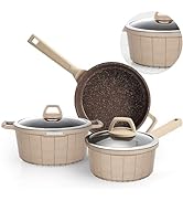 Aufranc Pots and Pans Set Nonstick, Granite Induction Kitchen Cookware Sets, 5 Pieces Non Stick C...