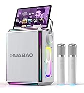 Portable Bluetooth Karaoke Speaker with 2 Wireless Microphones, RGB Lights, Treble &amp; Bass Adjustm...
