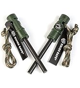 Swiss Safe 5-in-1 Fire Starter with Compass, Paracord and Whistle (2-Pack) for Emergency Survival...