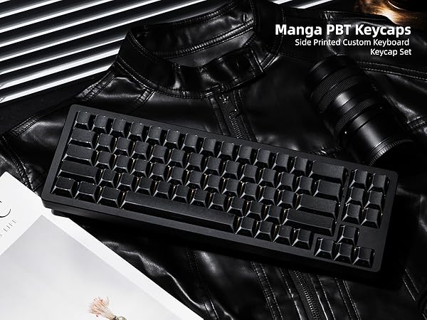 PBT Shine Through Keycaps Manga White, OEM Profile Side Printed Custom Key caps