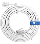 Uvital Phone Extension Line, 10 FT White Telephone Extension Line Cord Cable Wire,RJ11 6P4C Phone...