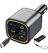 USB C Car Charger, 78W Retractable Car Charger for iPhone 16 15 12 13 14 Android, 4 in 1 Fast Cha...