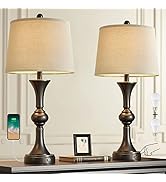 Oneach Table Lamps for Living Room Bedroom Set of 2 Bedside 3 Way Dimmable Touch Control 28" USB ...