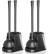 LOVLOY Toilet Plunger and Brush, Bowl Brush and Heavy Duty Toilet Plunger Set with Ventilated Hol...