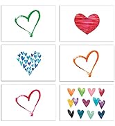 100-Pack All Occasion Greeting Cards, Assorted Blank Note Cards, 4 x 6 inch, 6 Contemporary Heart...