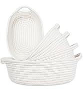 ShellKingdom 5 Set Storage Baskets, Natural Cotton Rope Woven Storage Bins with Handle, Toilet Ta...