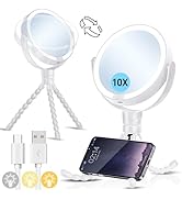 KOOKIN Travel Makeup Mirror with Lights and Magnification 1X/10X, Lighted Makeup Mirror, Recharge...