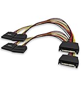 XANHAM 2-Pack 7.8 Inch 15 Pin SATA Splitter Power Cable, One SATA 15 Pin Male Split to Two SATA 1...