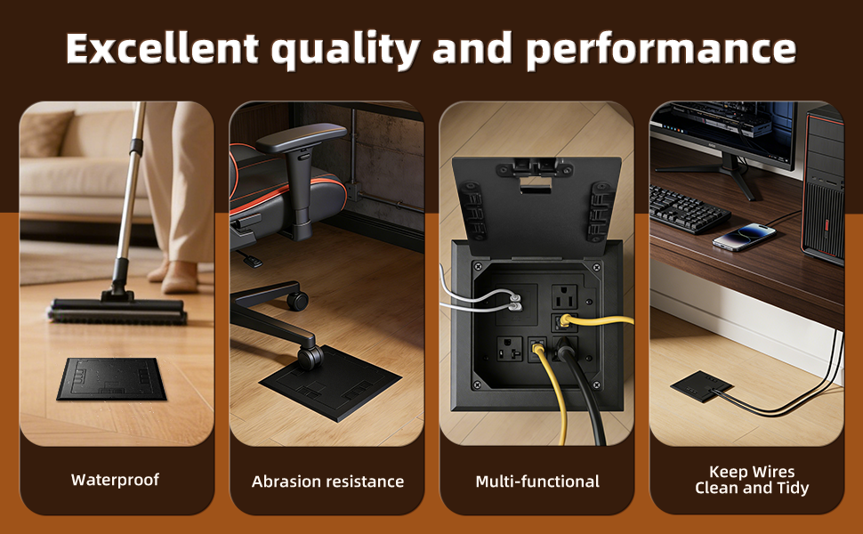 Floor electrical outlet is equipped with rear and side knockouts