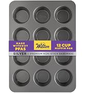 Wilton Silver Non Stick 12 Cup Muffin Pan, Cupcake and Muffin Tin for Baking and Brunch, Made wit...