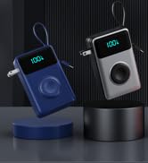 4-in-1 Portable Charger With Built-in Wall Plug&amp;USB-C Cables