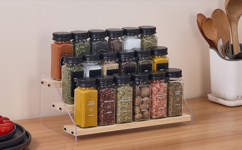 spice jars with label