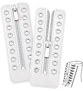 PH PandaHall 2pcs Cowhide Leather Boot Zipper Inserts, 6.5 x 2.2 Inch White Lace-in Boot Laces Ti...