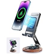 Phone Charger Stand with Adjustable Height,Angle&360° Rotation,Foldable Metal Tablet Cell Phone S...