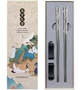 Reusable Metal Chopstick, Laser-Engraved Non-Slip Grip, Dishwasher Safe, Japanese &amp; Korean Style,...
